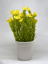 Artificial Yellow Flower Plant in White Pot
